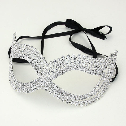 Onatah Classic Art Deco Crystal Masquerade Mask | Silver | Crystal - Beloved Sparkles
- 1
