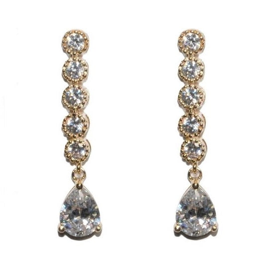 Paige Pear CZ Linear Gold Earrings | 2.5ct