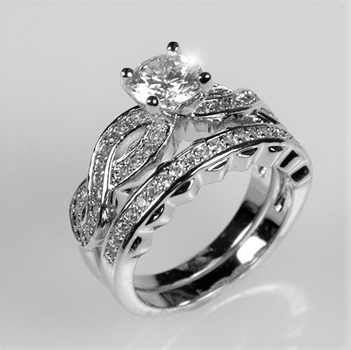 Pana 6.2mm Round Infinity Twist Engagement Ring Set | 1ct | 2.5ct