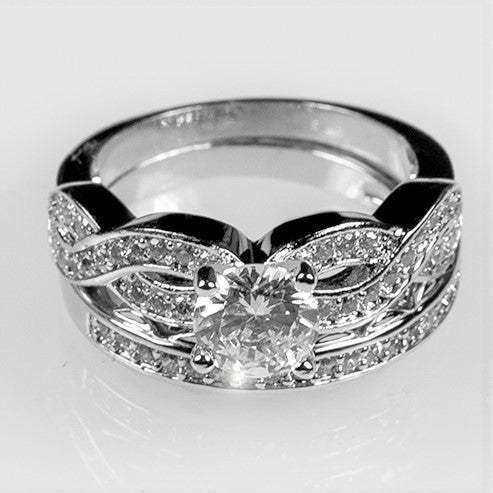 Pana 6.2mm Round Infinity Twist Engagement Ring Set | 1ct | 2.5ct