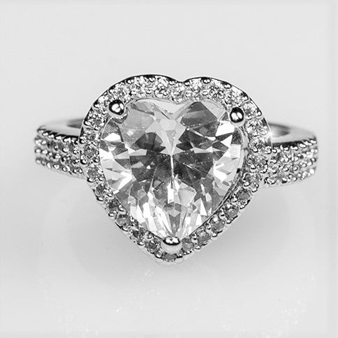 Panna 10.5mm Heart CZ Engagement Ring | 4ct