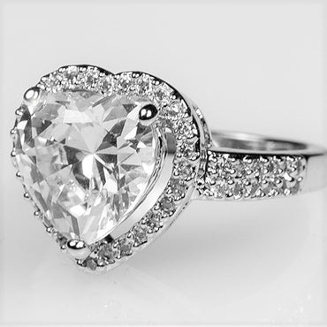 Panna 10.5mm Heart CZ Engagement Ring | 4ct