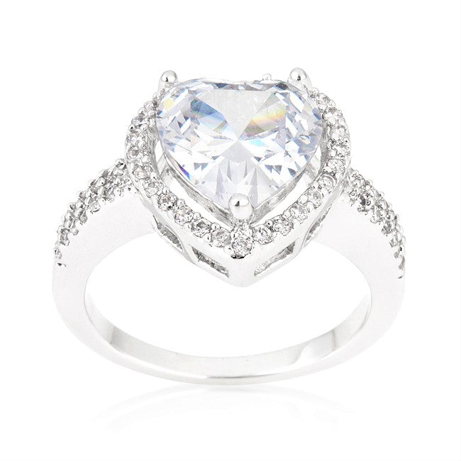 Panna 10.5mm Heart CZ Engagement Ring | 4ct