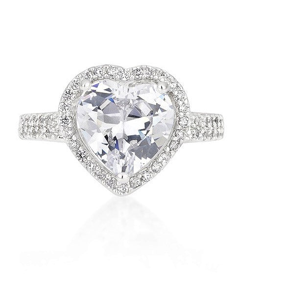 Panna 10.5mm Heart CZ Engagement Ring | 4ct