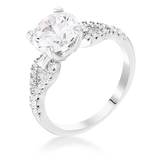 Paola 6.5mm Round CZ Petite Ribbon Engagement Ring | 2ct