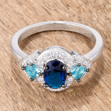Peoria Sapphire Aqua Three Stone Ring