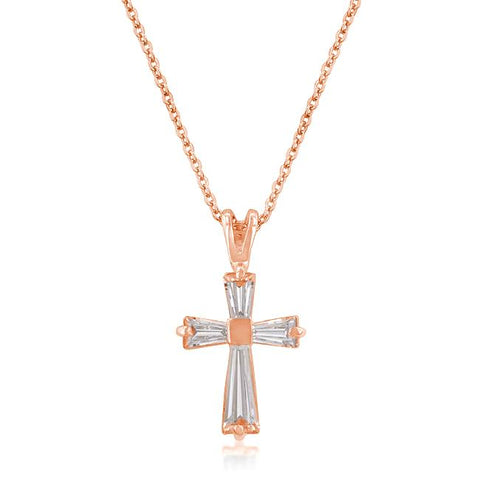 Perry CZ Cross Rose Gold Pendant | 1.5ct