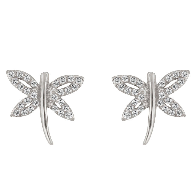 Quin CZ Dragonfly Stud Earrings