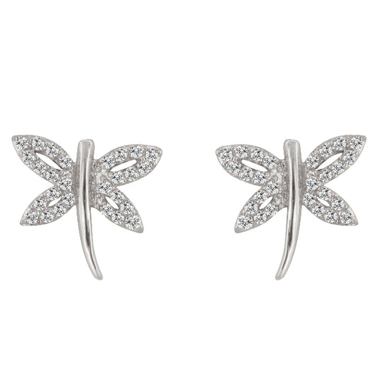 Quin CZ Dragonfly Stud Earrings