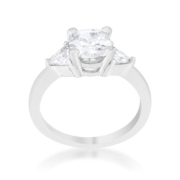 Shonda Three Stone 4mm Cushion CZ Engagement Ring | 1ct