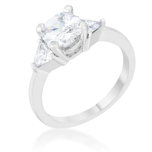 Shonda Three Stone 4mm Cushion CZ Engagement Ring | 1ct
