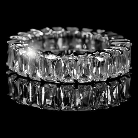 Daisy 6x4mm Radiant CZ Eternity Band Ring | 8ct | Sterling Silver