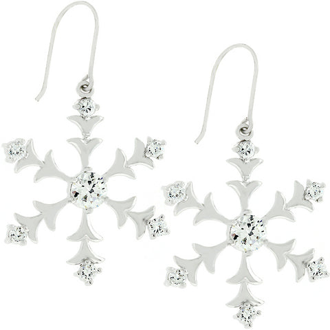 Rilla Silver Snowflake CZ Dangle Earrings