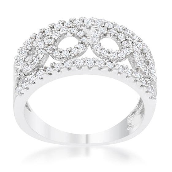 Riana CZ Circle Wide Band Ring