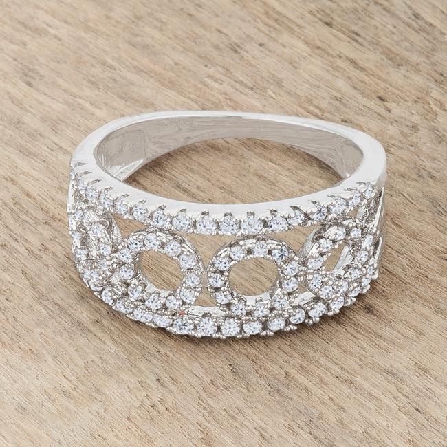 Riana CZ Circle Wide Band Ring