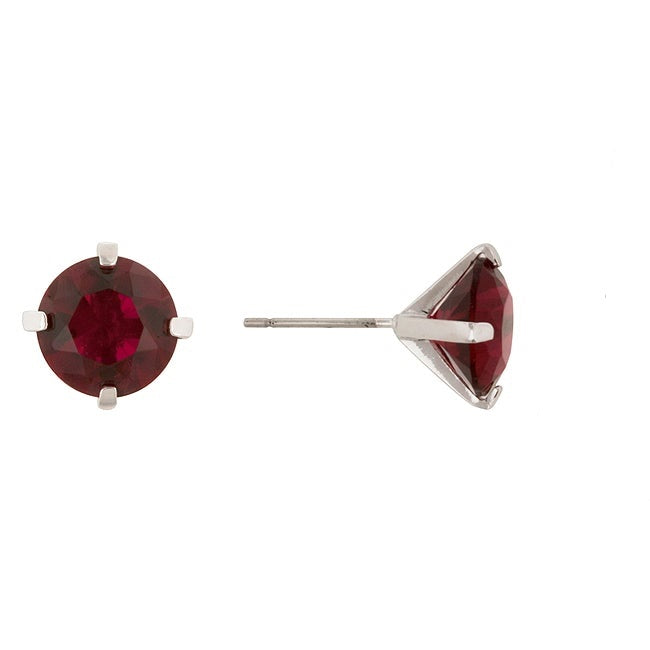 Rolina 9.5mm Ruby Round CZ Earrings