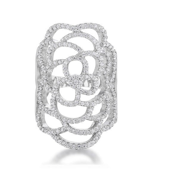 Rosa Floral Rose Filigree CZ Ring | 2.5ct