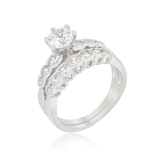 Melia 6mm Round CZ Engagement Ring Set | 1ct | 2ct