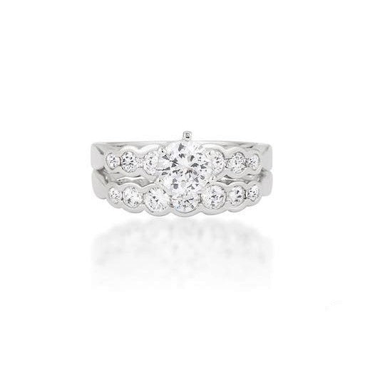 Melia 6mm Round CZ Engagement Ring Set | 1ct | 2ct