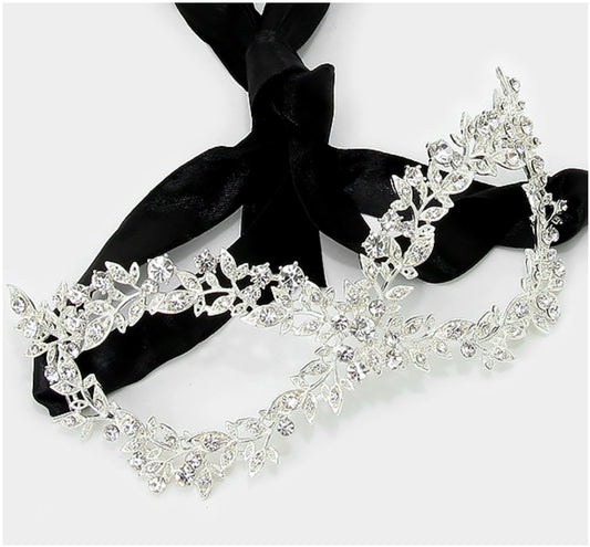 Sabella Floral Vine Masquerade Mask | Silver | Crystal - Beloved Sparkles
- 1