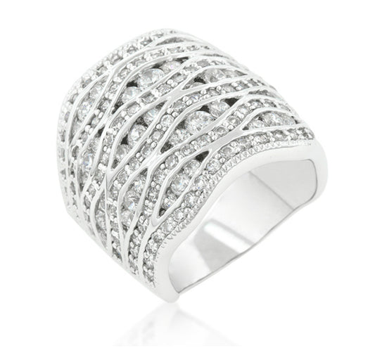 Sandra Abstract CZ Wide Band Ring | 10ct
