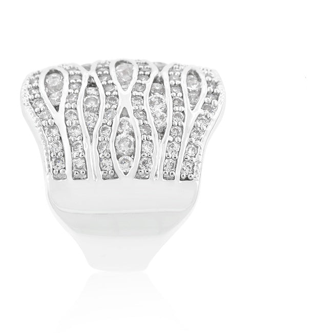 Sandra Abstract CZ Wide Band Ring | 10ct