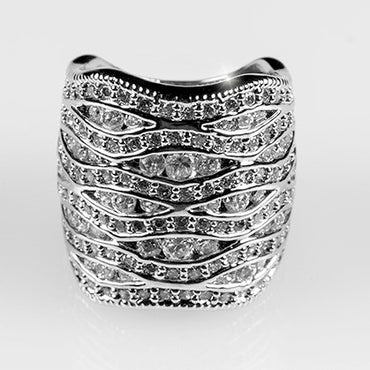 Sandra Abstract CZ Wide Band Ring | 10ct