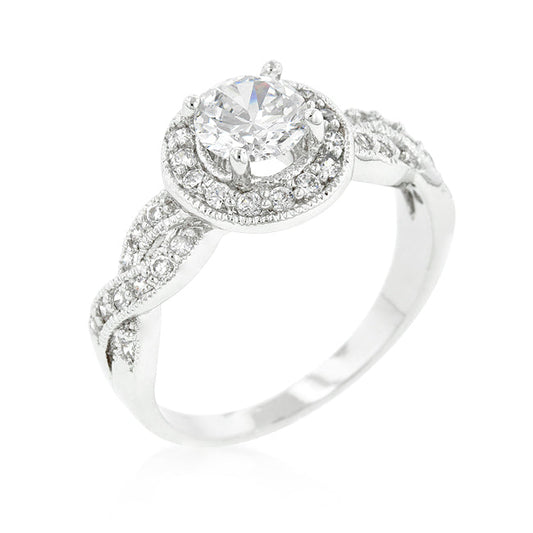 Sara 6mm Round CZ Halo Engagement Ring | 0.9ct | 1.8ct