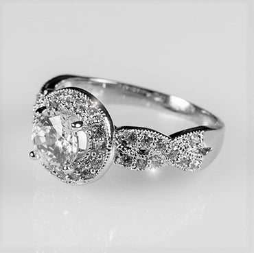 Sara 6mm Round CZ Halo Engagement Ring | 0.9ct | 1.8ct