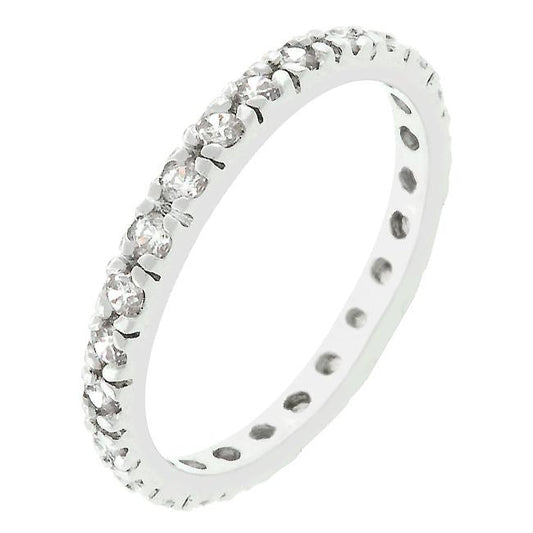 Sari 2mm Round CZ Eternity Stackable Ring | 0.6ct