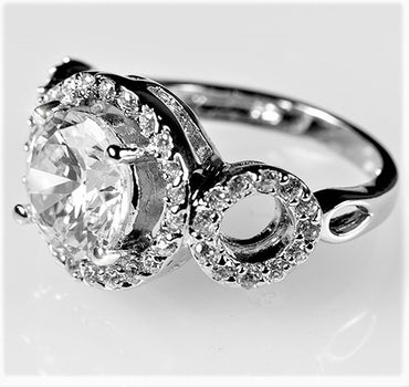 Selma 9mm Round CZ Trio Engagement Ring | 3ct | 4.5ct
