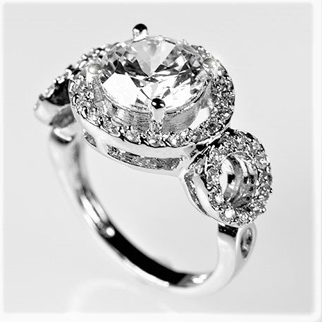 Selma 9mm Round CZ Trio Engagement Ring | 3ct | 4.5ct
