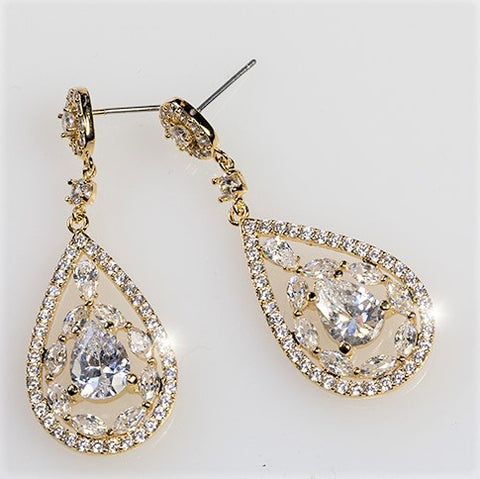 Tamara Cluster Gold Dangle Earrings | 46mm
