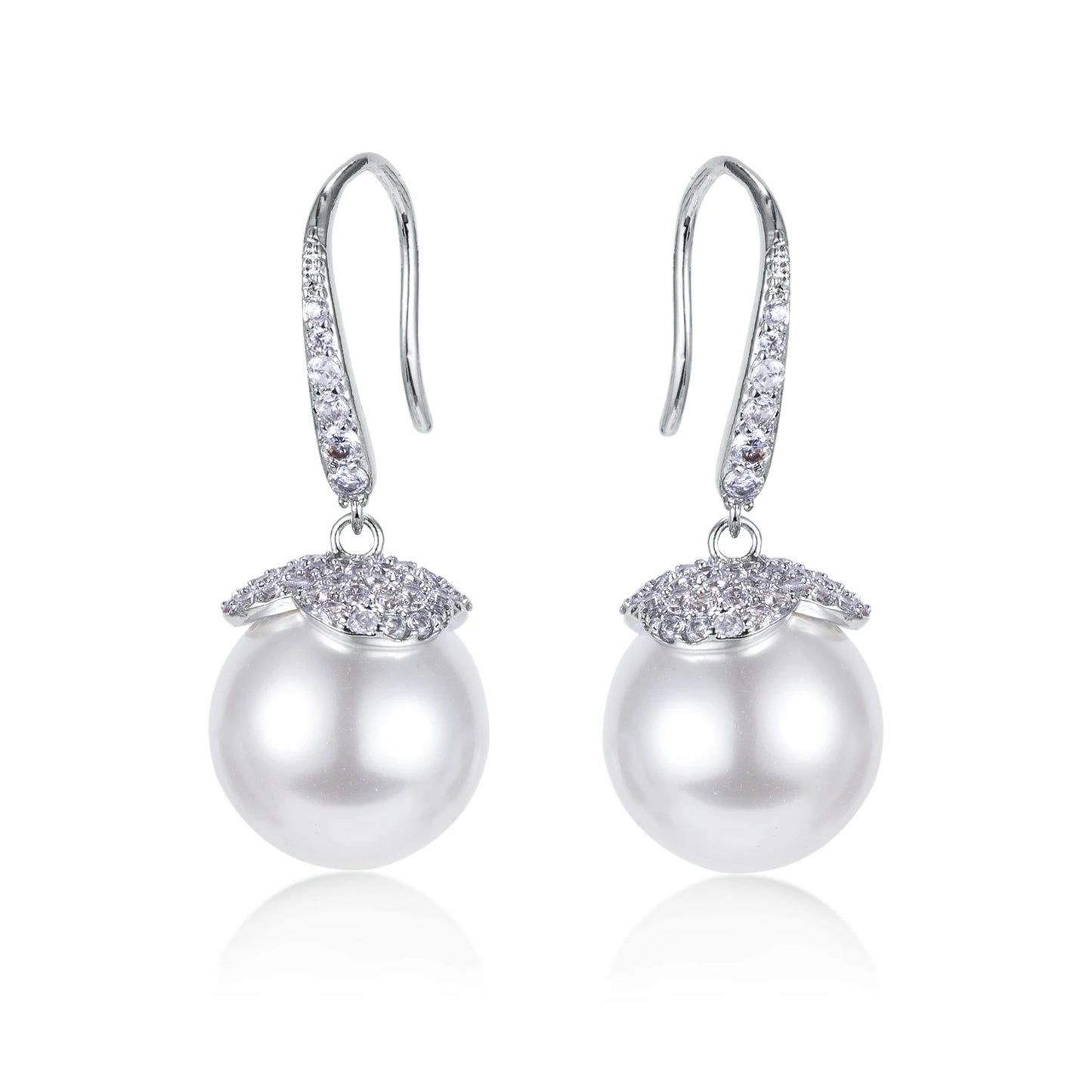 Tammy 11mm White Pearl Drop CZ Earings