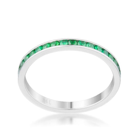 Teresa Emerald Green Silver Eternity Stackable Ring | 1ct | Stainless Steel
