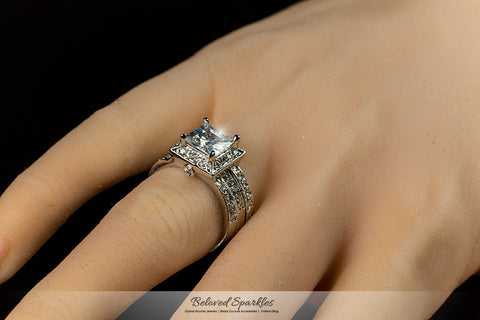 Theodra 2ct Princess Engagement and Wedding Ring Set | 4.5ct