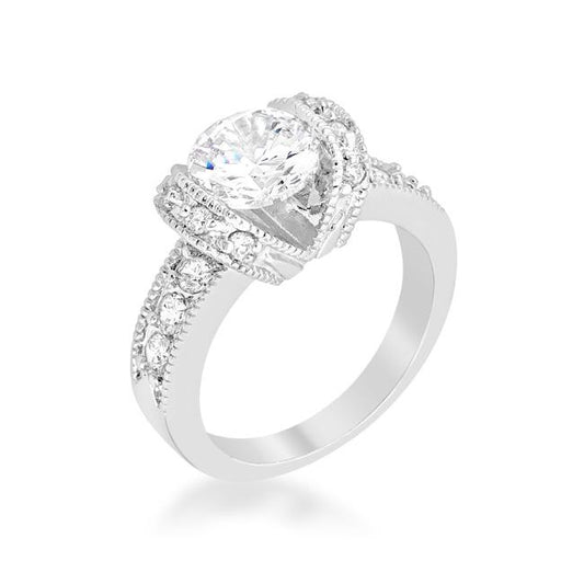 Bobbi 8mm Round CZ Tension Set Engagement Ring | 2ct