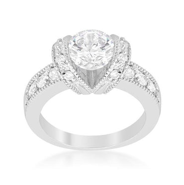 Bobbi 8mm Round CZ Tension Set Engagement Ring | 2ct