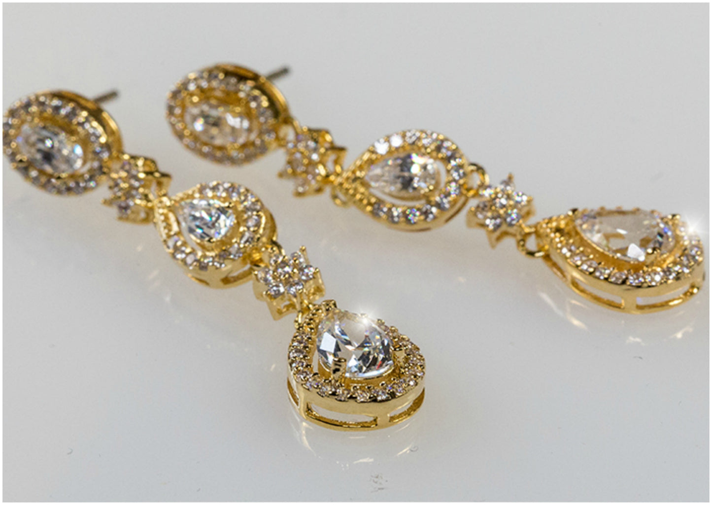 Trina Cascade Linear Gold Chandelier Earrings |  1.7in