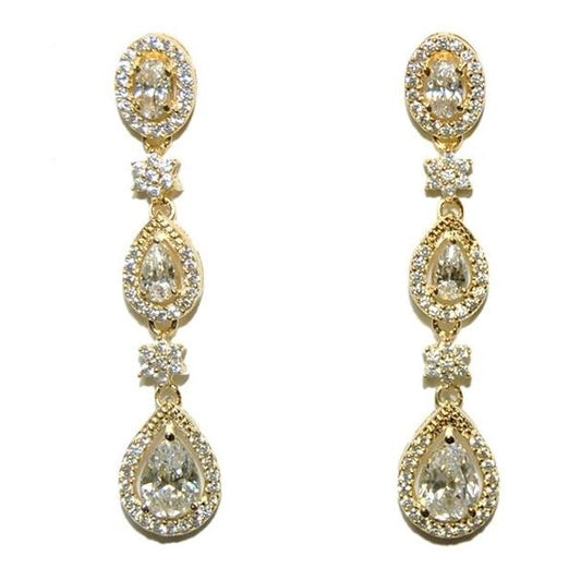 Trina Cascade Linear Gold Chandelier Earrings |  1.7in