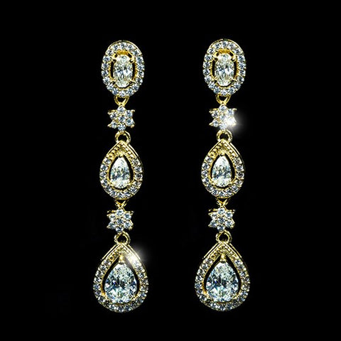 Trina Cascade Linear Gold Chandelier Earrings | 43mm