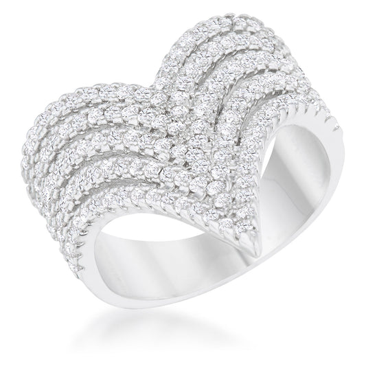Vera Chevron CZ Silver Band Ring | 2ct