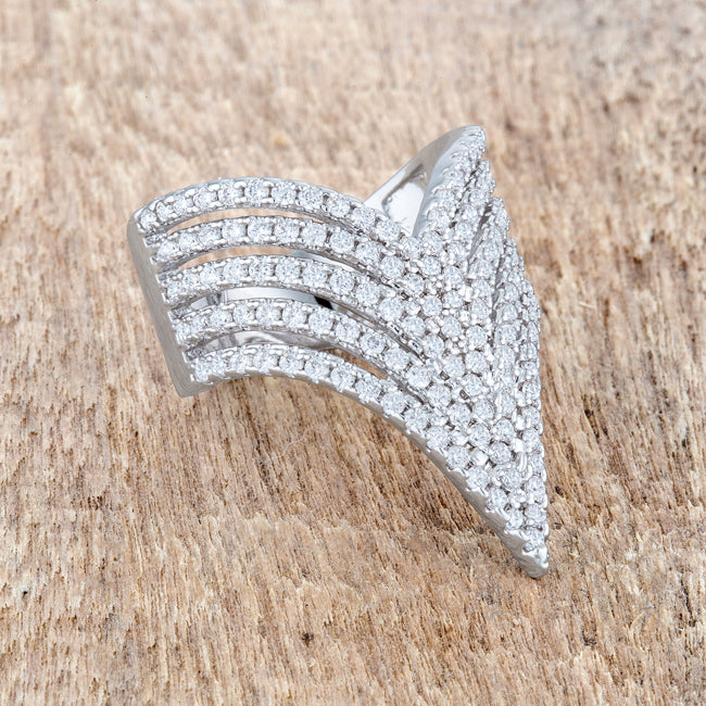 Vera Chevron CZ Silver Band Ring | 2ct