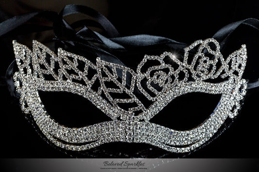 Lara Leaf Cluster Silver Masquerade Mask | Cystal - Beloved Sparkles
- 1