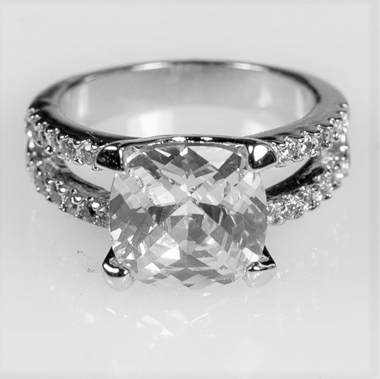 Zandra 10mm Cushion CZ Engagement Ring | 5ct