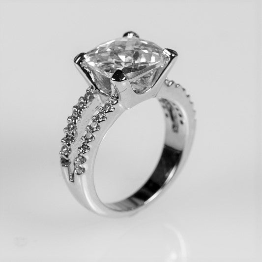 Zandra 10mm Cushion CZ Engagement Ring | 5ct
