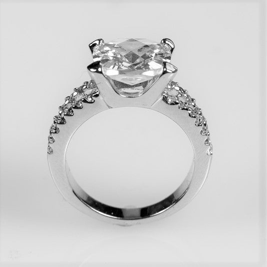 Zandra 10mm Cushion CZ Engagement Ring | 5ct