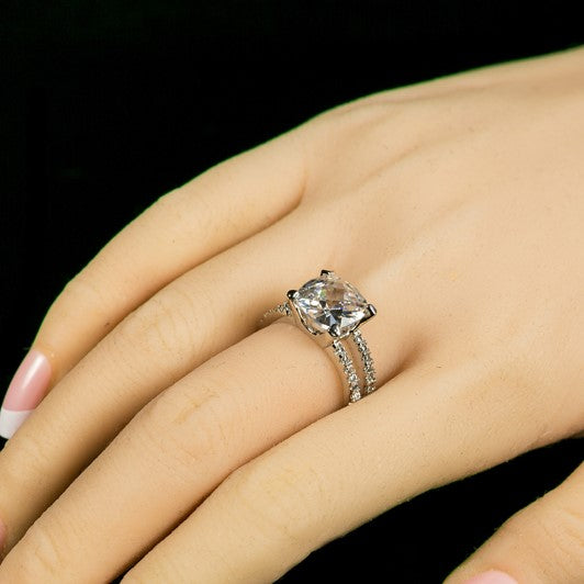 Zandra 10mm Cushion CZ Engagement Ring | 5ct
