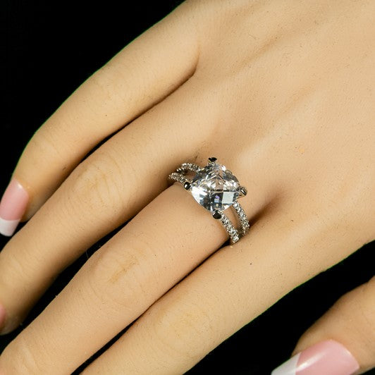 Zandra 10mm Cushion CZ Engagement Ring | 5ct