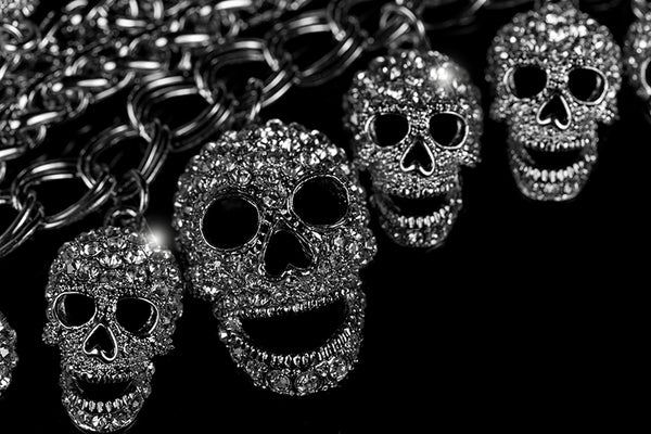 Skull Silver-Tone Crystal Necklace